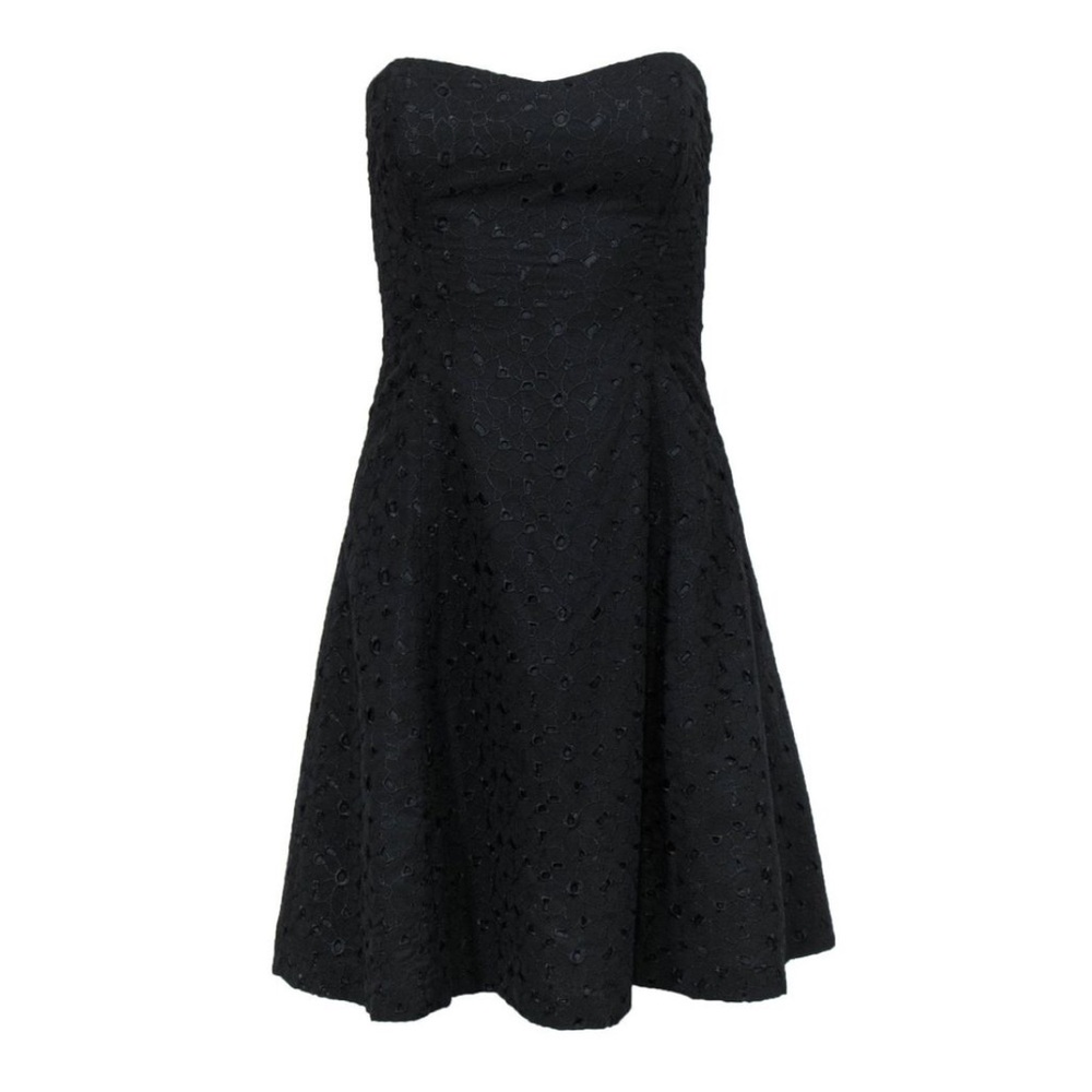 Shoshanna Black Floral Eyelet Sweetheart Strapless Dress Size 4